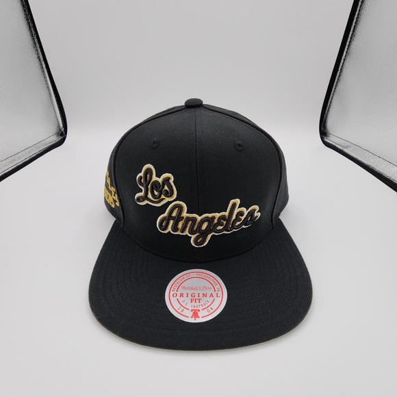 Mitchell & Ness NBA Los Angeles Lakers Black Metallic Pop Snapback Hat Adult NEW - Picture 8 of 14
